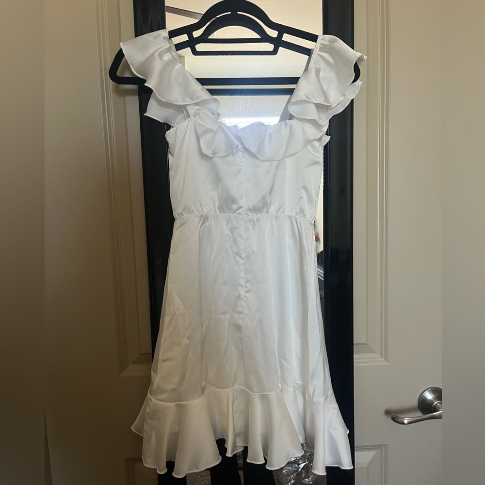 Lucy in the Sky Satin Ruffle Mini Dress